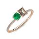 3 - Elyse 6.00 mm Cushion Shape Lab Created Emerald and 7x5 mm Emerald Shape Smoky Quartz 2 Stone Duo Ring 