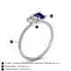 4 - Elyse IGI Certified 6.00 mm Cushion Shape Lab Grown Diamond and 7x5 mm Emerald Shape Lab Created Blue Sapphire 2 Stone Duo Ring 