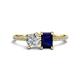 1 - Elyse IGI Certified 6.00 mm Cushion Shape Lab Grown Diamond and 7x5 mm Emerald Shape Lab Created Blue Sapphire 2 Stone Duo Ring 