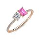 3 - Elyse IGI Certified 6.00 mm Cushion Shape Lab Grown Diamond and 7x5 mm Emerald Shape Lab Created Pink Sapphire 2 Stone Duo Ring 