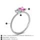 4 - Elyse IGI Certified 6.00 mm Cushion Shape Lab Grown Diamond and 7x5 mm Emerald Shape Lab Created Pink Sapphire 2 Stone Duo Ring 