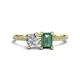 1 - Elyse IGI Certified 6.00 mm Cushion Shape Lab Grown Diamond and 7x5 mm Emerald Shape Lab Created Alexandrite 2 Stone Duo Ring 