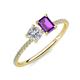 3 - Elyse IGI Certified 6.00 mm Cushion Shape Lab Grown Diamond and 7x5 mm Emerald Shape Amethyst 2 Stone Duo Ring 