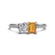 1 - Elyse IGI Certified 6.00 mm Cushion Shape Lab Grown Diamond and 7x5 mm Emerald Shape Citrine 2 Stone Duo Ring 