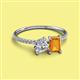 2 - Elyse IGI Certified 6.00 mm Cushion Shape Lab Grown Diamond and 7x5 mm Emerald Shape Citrine 2 Stone Duo Ring 