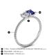 4 - Elyse IGI Certified 6.00 mm Cushion Shape Lab Grown Diamond and 7x5 mm Emerald Shape Iolite 2 Stone Duo Ring 