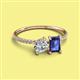 2 - Elyse IGI Certified 6.00 mm Cushion Shape Lab Grown Diamond and 7x5 mm Emerald Shape Iolite 2 Stone Duo Ring 