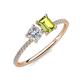 3 - Elyse IGI Certified 6.00 mm Cushion Shape Lab Grown Diamond and 7x5 mm Emerald Shape Peridot 2 Stone Duo Ring 