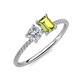 3 - Elyse IGI Certified 6.00 mm Cushion Shape Lab Grown Diamond and 7x5 mm Emerald Shape Peridot 2 Stone Duo Ring 