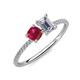 3 - Elyse 6.00 mm Cushion Shape Lab Created Ruby and IGI Certified 7x5 mm Emerald Shape Lab Grown Diamond 2 Stone Duo Ring 