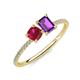 3 - Elyse 6.00 mm Cushion Shape Lab Created Ruby and 7x5 mm Emerald Shape Amethyst 2 Stone Duo Ring 