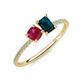 3 - Elyse 6.00 mm Cushion Shape Lab Created Ruby and 7x5 mm Emerald Shape London Blue Topaz 2 Stone Duo Ring 