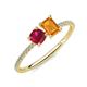 3 - Elyse 6.00 mm Cushion Shape Lab Created Ruby and 7x5 mm Emerald Shape Citrine 2 Stone Duo Ring 