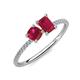 3 - Elyse 6.00 mm Cushion Shape Lab Created Ruby and 7x5 mm Emerald Shape Lab Created Ruby 2 Stone Duo Ring 