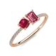 3 - Elyse 6.00 mm Cushion Shape Lab Created Ruby and 7x5 mm Emerald Shape Pink Tourmaline 2 Stone Duo Ring 