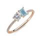 3 - Elyse 6.00 mm Cushion Shape Forever One Moissanite and 7x5 mm Emerald Shape Aquamarine 2 Stone Duo Ring 