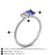 4 - Elyse GIA Certified 6.00 mm Cushion Shape Diamond and 7x5 mm Emerald Shape Tanzanite 2 Stone Duo Ring 