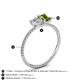 4 - Elyse GIA Certified 6.00 mm Cushion Shape Diamond and 7x5 mm Emerald Shape Peridot 2 Stone Duo Ring 