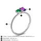 4 - Elyse 6.00 mm Cushion Shape Lab Created Emerald and 7x5 mm Emerald Shape Amethyst 2 Stone Duo Ring 