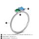 4 - Elyse 6.00 mm Cushion Shape Lab Created Emerald and 7x5 mm Emerald Shape Blue Topaz 2 Stone Duo Ring 