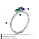 4 - Elyse 6.00 mm Cushion Shape Lab Created Emerald and 7x5 mm Emerald Shape Iolite 2 Stone Duo Ring 