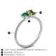 4 - Elyse 6.00 mm Cushion Shape Lab Created Emerald and 7x5 mm Emerald Shape Peridot 2 Stone Duo Ring 
