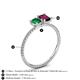 4 - Elyse 6.00 mm Cushion Shape Lab Created Emerald and 7x5 mm Emerald Shape Rhodolite Garnet 2 Stone Duo Ring 