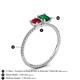 4 - Elyse 6.00 mm Cushion Shape Lab Created Ruby and 7x5 mm Emerald Shape Lab Created Emerald 2 Stone Duo Ring 