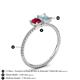 4 - Elyse 6.00 mm Cushion Shape Lab Created Ruby and 7x5 mm Emerald Shape Aquamarine 2 Stone Duo Ring 