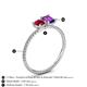 4 - Elyse 6.00 mm Cushion Shape Lab Created Ruby and 7x5 mm Emerald Shape Amethyst 2 Stone Duo Ring 