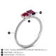 4 - Elyse 6.00 mm Cushion Shape Lab Created Ruby and 7x5 mm Emerald Shape Rhodolite Garnet 2 Stone Duo Ring 