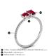 4 - Elyse 6.00 mm Cushion Shape Lab Created Ruby and 7x5 mm Emerald Shape Lab Created Ruby 2 Stone Duo Ring 