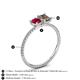 4 - Elyse 6.00 mm Cushion Shape Lab Created Ruby and 7x5 mm Emerald Shape Smoky Quartz 2 Stone Duo Ring 