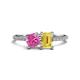 1 - Elyse 6.00 mm Cushion Shape Lab Created Pink Sapphire and 7x5 mm Emerald Shape Lab Created Yellow Sapphire 2 Stone Duo Ring 