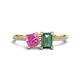 1 - Elyse 6.00 mm Cushion Shape Lab Created Pink Sapphire and 7x5 mm Emerald Shape Lab Created Alexandrite 2 Stone Duo Ring 