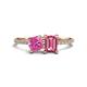 1 - Elyse 6.00 mm Cushion Shape Lab Created Pink Sapphire and 7x5 mm Emerald Shape Pink Tourmaline 2 Stone Duo Ring 
