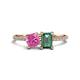 1 - Elyse 6.00 mm Cushion Shape Lab Created Pink Sapphire and 7x5 mm Emerald Shape Lab Created Alexandrite 2 Stone Duo Ring 