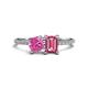 1 - Elyse 6.00 mm Cushion Shape Lab Created Pink Sapphire and 7x5 mm Emerald Shape Pink Tourmaline 2 Stone Duo Ring 