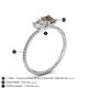 4 - Elyse 6.00 mm Cushion Shape Forever Brilliant Moissanite and 7x5 mm Emerald Shape Smoky Quartz 2 Stone Duo Ring 