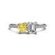 1 - Elyse 6.00 mm Cushion Shape Lab Created Yellow Sapphire and GIA Certified 7x5 mm Emerald Shape Diamond 2 Stone Duo Ring 
