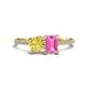 1 - Elyse 6.00 mm Cushion Shape Lab Created Yellow Sapphire and 7x5 mm Emerald Shape Lab Created Pink Sapphire 2 Stone Duo Ring 