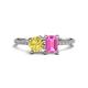 1 - Elyse 6.00 mm Cushion Shape Lab Created Yellow Sapphire and 7x5 mm Emerald Shape Lab Created Pink Sapphire 2 Stone Duo Ring 