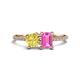 1 - Elyse 6.00 mm Cushion Shape Lab Created Yellow Sapphire and 7x5 mm Emerald Shape Lab Created Pink Sapphire 2 Stone Duo Ring 