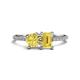 1 - Elyse 6.00 mm Cushion Shape and 7x5 mm Emerald Shape Lab Created Yellow Sapphire 2 Stone Duo Ring 
