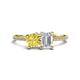 1 - Elyse 6.00 mm Cushion Shape Lab Created Yellow Sapphire and 7x5 mm Emerald Shape White Sapphire 2 Stone Duo Ring 