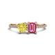 1 - Elyse 6.00 mm Cushion Shape Lab Created Yellow Sapphire and 7x5 mm Emerald Shape Pink Tourmaline 2 Stone Duo Ring 