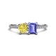 1 - Elyse 6.00 mm Cushion Shape Lab Created Yellow Sapphire and 7x5 mm Emerald Shape Tanzanite 2 Stone Duo Ring 