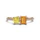 1 - Elyse 6.00 mm Cushion Shape Lab Created Yellow Sapphire and 7x5 mm Emerald Shape Citrine 2 Stone Duo Ring 