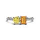 1 - Elyse 6.00 mm Cushion Shape Lab Created Yellow Sapphire and 7x5 mm Emerald Shape Citrine 2 Stone Duo Ring 