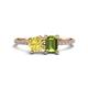 1 - Elyse 6.00 mm Cushion Shape Lab Created Yellow Sapphire and 7x5 mm Emerald Shape Peridot 2 Stone Duo Ring 